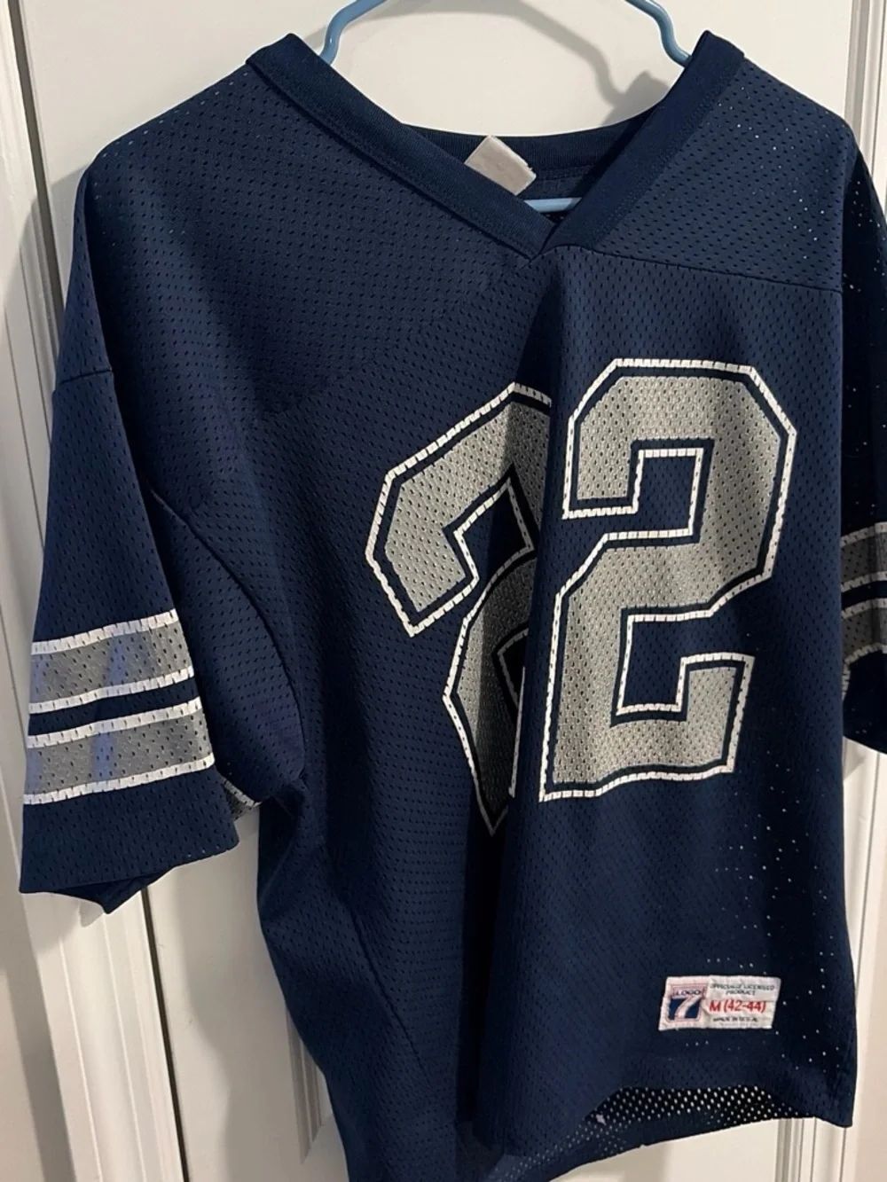 Navy Football Jersey Top with Silver Number 22